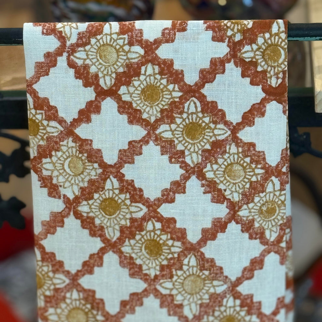 Fabric with a floral pattern on a white background